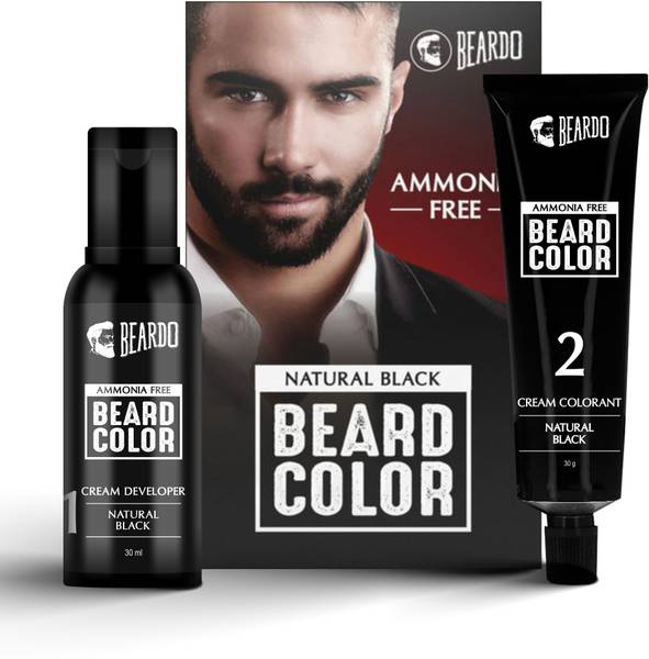 BEARDO Beard Color For Men - Natural Black | No Ammonia | Long Lasting | Easy to apply , Natural Black