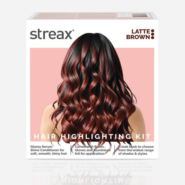 Streax Hair Colour Highlight Kit , Hair Colour for Women, DIY Application , Latte Brown