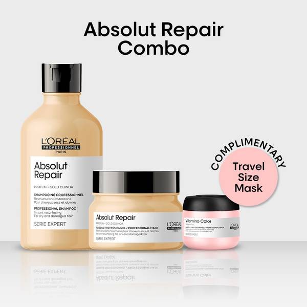 L'Oral Professionnel Absolute Repair Shampoo+Mask+Free Travel Size Hair Mask