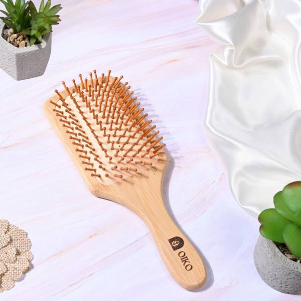 OIKO Bamboo Hair Brush with bamboo bristles | Wooden Hair Brush for Women & Men
