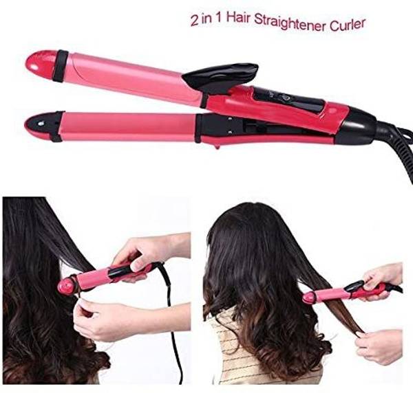 Taxila Nova Hair Straightener Plus Curler Machine for Women, Pink Hair Curler