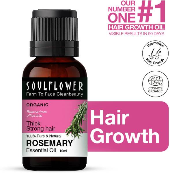 Soulflower Rosemary Essential Oil For Hair And Skin, Hair Growth, Strength, & Acne Control Hair Oil