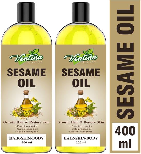 Ventina Organics Sesame Carrier Oil for Skin & Hair Growth, Pure, Natural & Cold Pressed Hair Oil