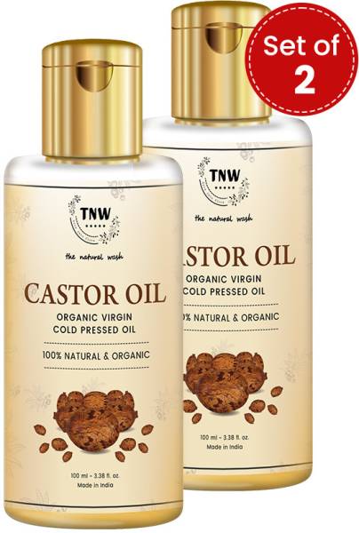 TNW - The Natural Wash Castor Oil Organic Virgin Cold Pressed Oil 100% Natural & Organic Pack of 2 Hair Oil