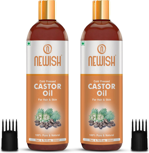 NEWISH Naturals Cold-Pressed 100% Pure Castor Oil Eyebrows,Hair Skin Oil (400 ml) Hair Oil Combo Hair Oil