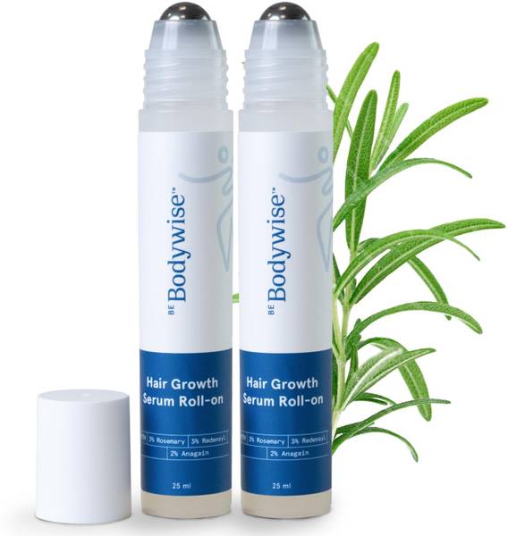 Be Bodywise 3% Rosemary Hair Growth Serum Roll On | For Thicker & Stronger Hair (25ml x 2)