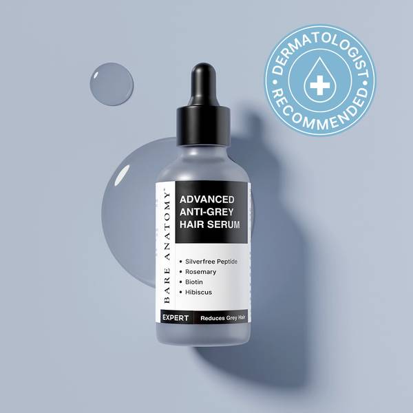 BARE ANATOMY Advanced Anti-Grey Hair Serum - Reduces Beard & Hair Greying | For Men & Women