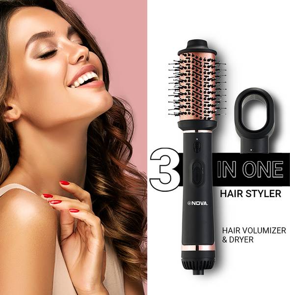 NOVA 3 in 1 Hair Styler For Women - One Step Dryer , Volumizer and NHP 8226 Hair Straightener Brush