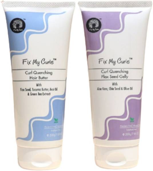 Fix My Curls Curl Quenching Moisture Styling Bundle For Curly And Wavy Hair Low porosity 3A to 4A Curls, 100 Gm Each Hair Gel