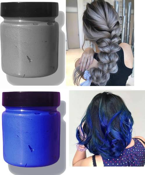 Emijun Combo of Temporary Hair color wax GREY & BLUE D Hair Wax Hair Wax Hair Wax