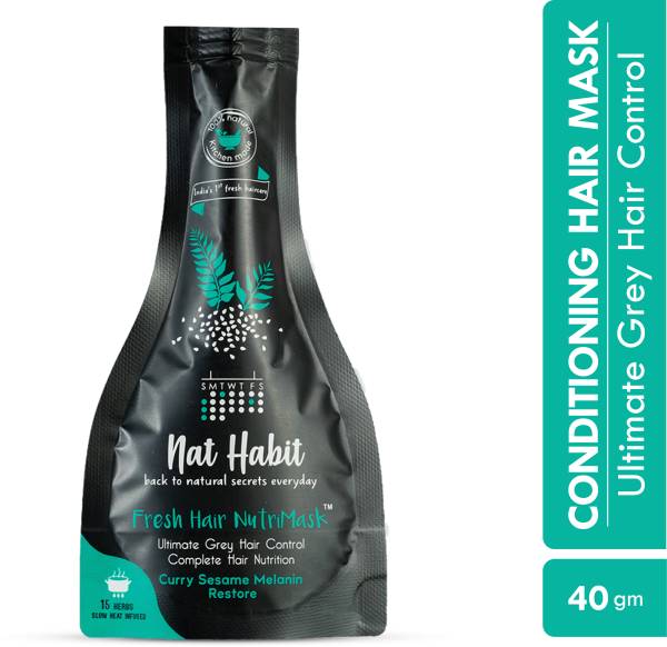 Nat Habit Curry Sesame FRESH Hair Mask (NutriMask) | Anti-Greying, Hair Smoothening | Dry, Frizzy Hair Treatment | Ayurvedic, Herbal | 15 Herbs Heat S...