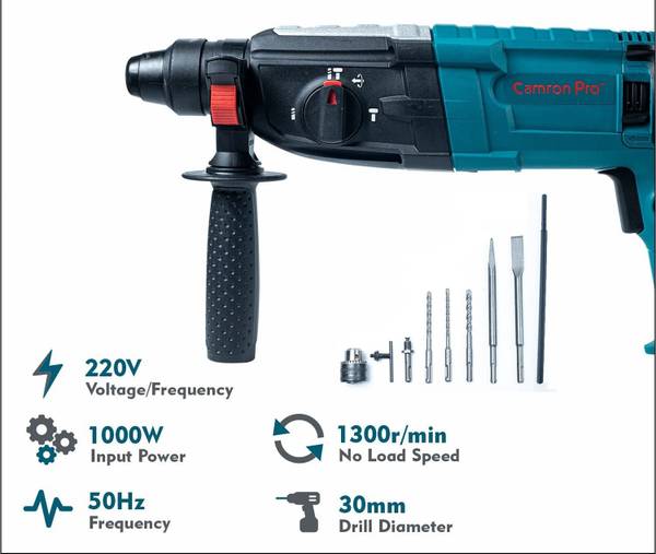 GSCPT CAMRON PRO HEAVY DUTY ROTARY HAMMER 30MM drill machine 1000W 1300 RPM SDS plus Rotary Hammer Drill