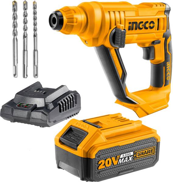 INGCO 20V Lithium-Ion rotary hammer With 4.0ah battery and charger Rotary Hammer Drill