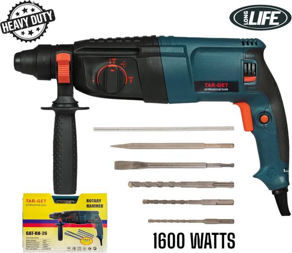 NTH 1600W 100% Copper Winding 26mm Hammer Impact Drill Machine Forward/Reverse Rotation with 5 Bits for Making Holes in Metal/Wood/Concrete Hammer Dri...