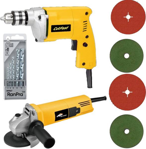 RanPra COMBO OF NEW ANGLE GRINDER FOR MULTIPE USE WITH 10MM DRILL MACHINE COMBO OF NEW ANGLE GRINDER FOR MULTIPE USE WITH 10MM DRILL MACHINE Hammer Dr...
