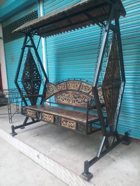 Smarts collection Indoor/Outdoor Iron Swing(Jhula)with Stand 300 kg Cap Iron, Wooden Large Swing