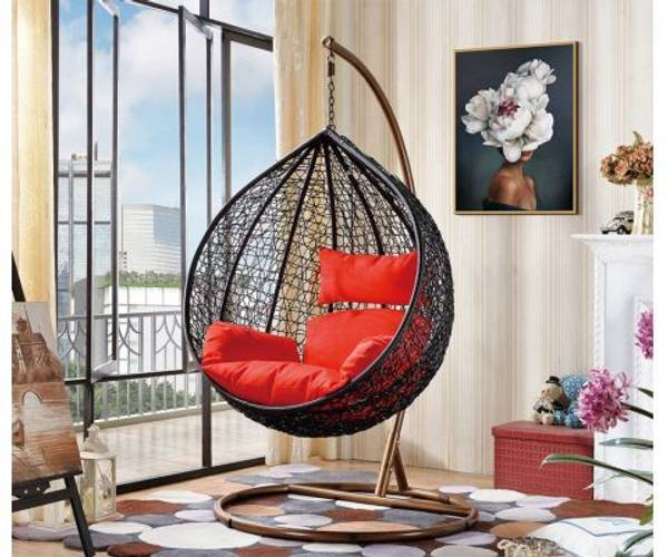 candid home Patio Swing with Stand & Cushion For Outdoor, Indoor, Balcony, Garden, Terrace Iron Large Swing