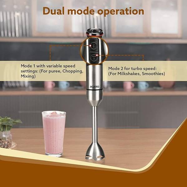 AGARO 1000 W Silver, Black Hand Blender