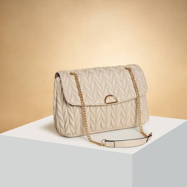 Forever Glam By Pantaloons Women Beige Sling Bag