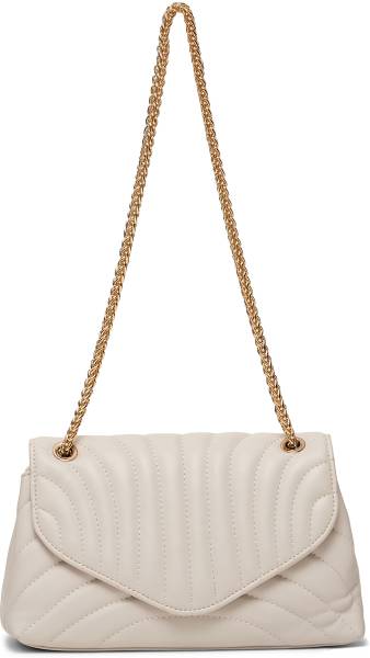 Miraggio White Sling Bag Stacy Quilted Shoulder Bag with Convertible Sling Chain Strap
