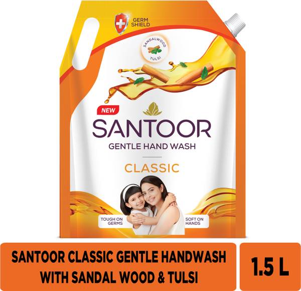 santoor Gentle Wash Classic Sandalwood and Tulsi Handwash Hand Wash Pouch