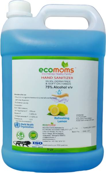ecomoms Liquid 5 litre 99.99% Effective Against Germs | Safe for Kids Hand Sanitizer Can