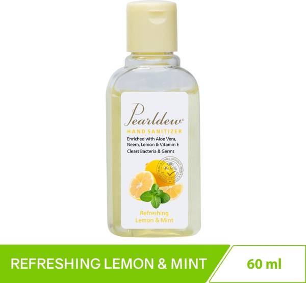 Pearldew Sanitizer Gel (Lemon & Mint) 60 ml | Aloe & Neem | Paraben Free Hand Sanitizer Bottle