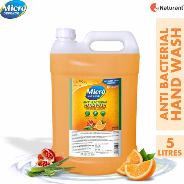MicroDefence Anti Bacterial HandWash|Kills 99.9% Germs|Natural Extracts of Orange,Annatto,Neem|Soap,Paraben,Triclosan Free|Dermatologically tested for...