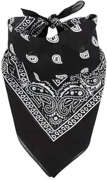 Fabreez Cotton Printed Bandanas /Wristband/Scarf/Headband/Face Mask for Men ["Black"] Handkerchief