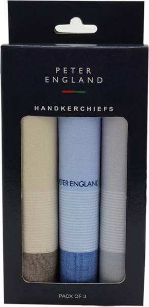 PETER ENGLAND Men's Cotton Pastel ["Beige,Blue & Grey"] Handkerchief