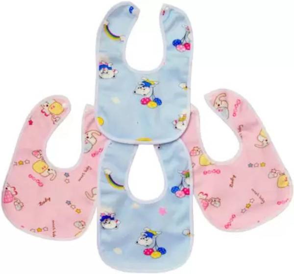 Fegus Baby Bibs Dry Double Layer Protection, Daily Use baby bibs for baby boy and girl ["Light Blue Baby Pink"] Handkerchief