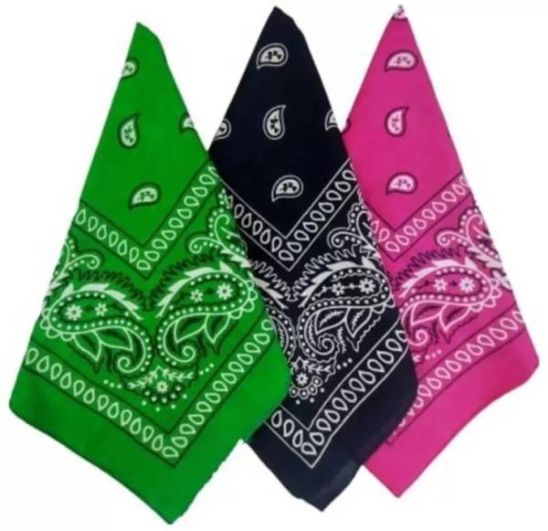 plutoprom Paisley Print Handkerchief 3pc pack ["GREEN BLACK PINK"] Handkerchief