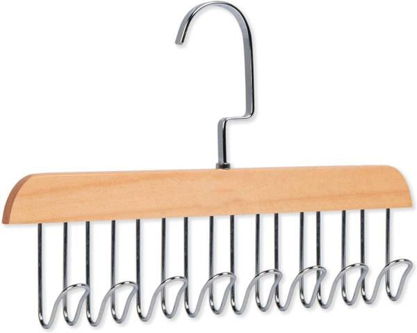 HINSHOZ Multipurpose Rack Hanger Wooden Belt Neck tie Holder Rack Hanger with 8 Hooks Steel Belt Hanger For Belt