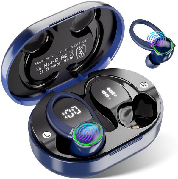 Edyell V5 In-Ear Earhooks with Noise Cancelling Mic, 50H Playback, BT5.3 Touch Control Bluetooth