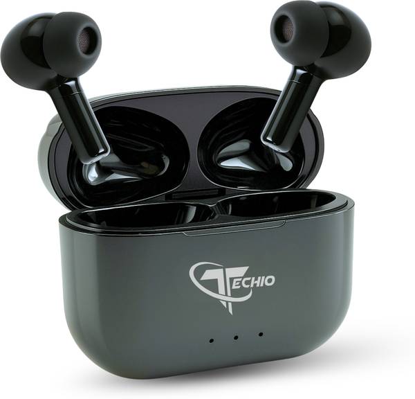 Techio BUDS XERO L3 with 50dB Hybrid ANC, Instacharge, Low Latency  Chrome Black Bluetooth