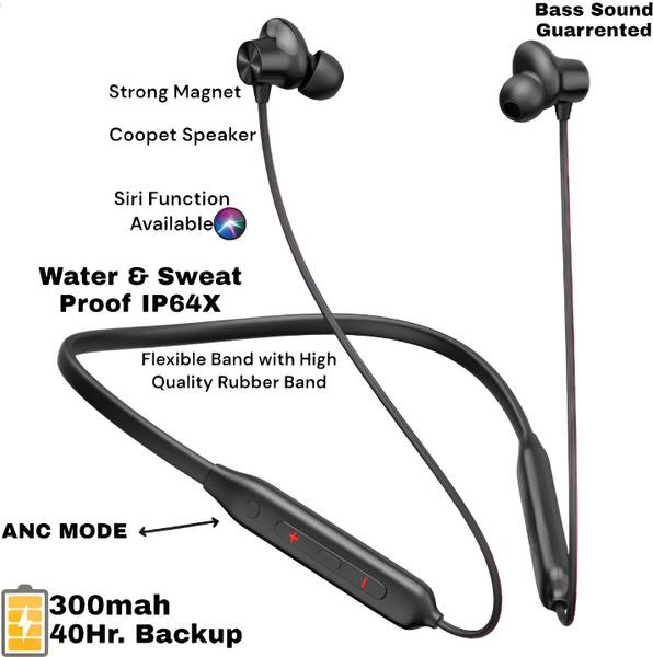 GM2- 40Hrs Playtime,Waterproof,Heavy Bass Bluetooth Headphone Neckband N72 Bluetooth Headset