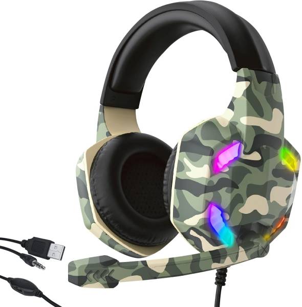 AirSound Stereo Gaming Over-Ear Headset Headphone| RBG LED Lights| Bass Surround Sound Wired Headset
