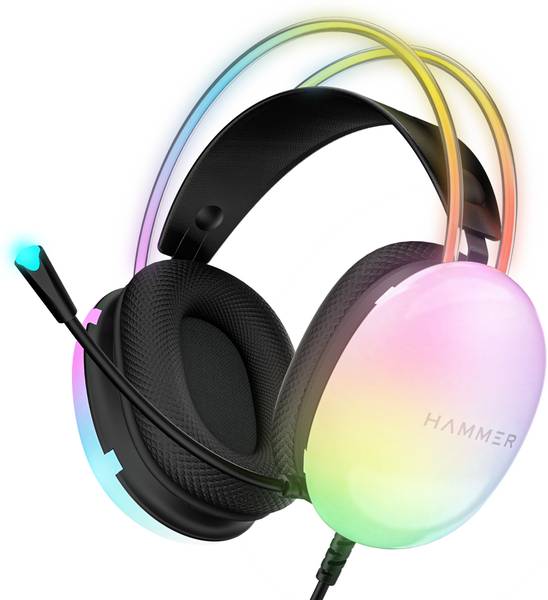 Hammer Blaze Gaming Headphones with Mic,Stereo 7.1 Sound, RGB Lights Wired Gaming Headset