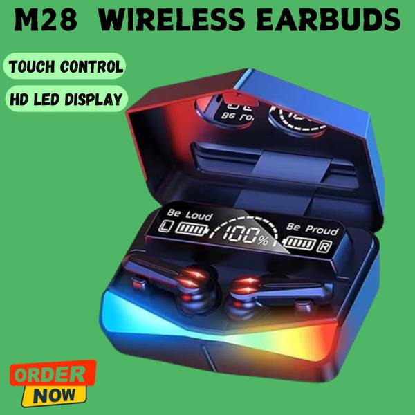Clairbell M28 Wireless Earbuds, TWS Bluetooth 5.1, Mirror Screen LED Display, HD SoundV87 Bluetooth