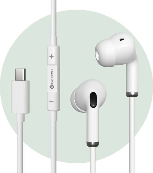 MAK POWER Type-C Wired Earphone, With HD Quality, In-Line Mic, 120 cm Tangle-Free Cable Wired