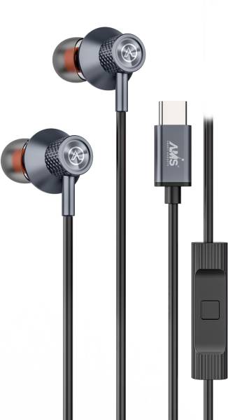 AMS A153 Wired Earphones with Type-C Audio Jack,HD Sound with mic,IPX5 Water Proof Wired Headset