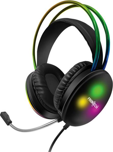 Frontech Gaming Headset with RGB Lights | 50mm Driver | Noise-Cancelling Mic | Wired Gaming