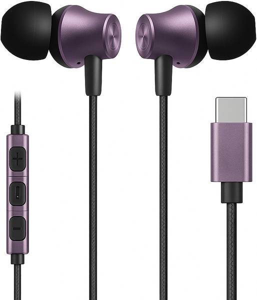 REALFIT Boom Play in Ear Type C Wired Headphones with Mic, 10Mm Drivers Wired