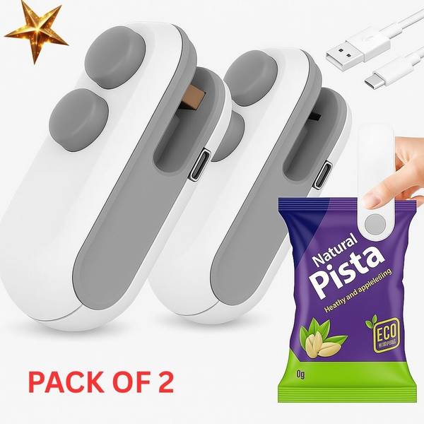Nathan Set of 2, Portable Mini Sealing Machine Handheld Packet Sealer for Food, Snacks. Hand Held Heat Sealer