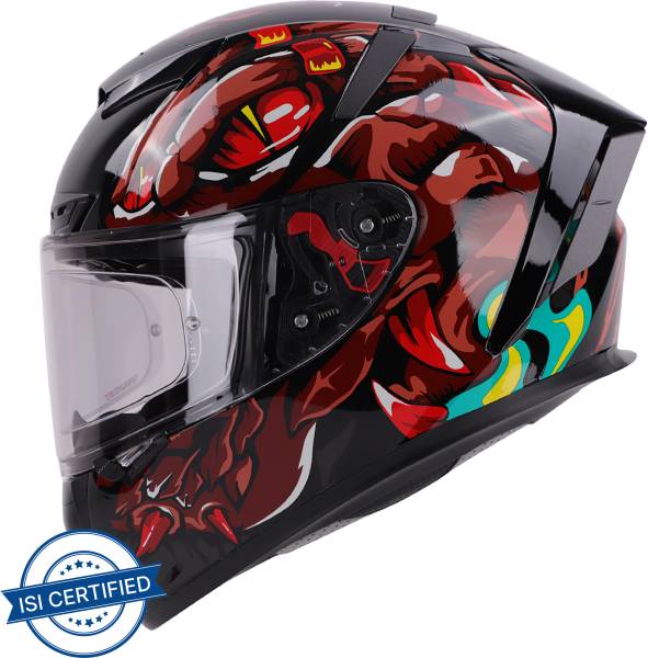Steelbird SA-5 Monster ISI/DOT Certified Full Face Graphic Helmet for Men and Women Motorbike Helmet