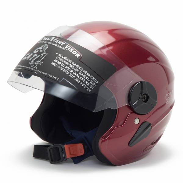 NOAX NOX GATI Half FACE Sky Red Glossy Motorbike Helmet