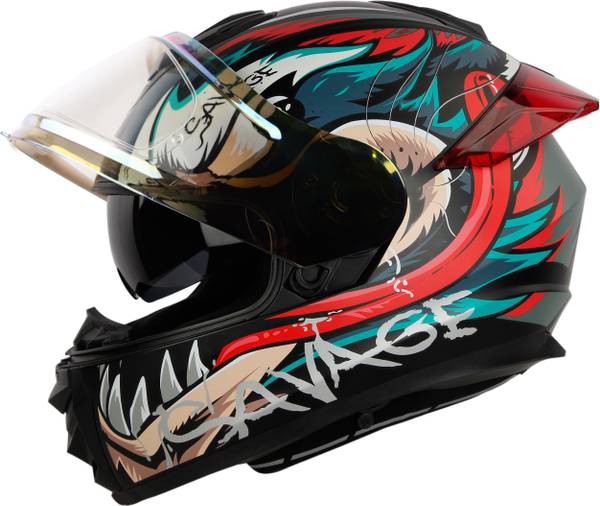 IGNYTE IGN-8 Savage ISI/DOT Certified Full Face Graphic Helmet with Inner Sun Shield Motorbike Helmet