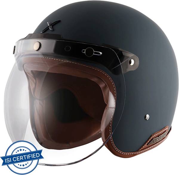 Axor Retro Jet Leather Motorbike Helmet