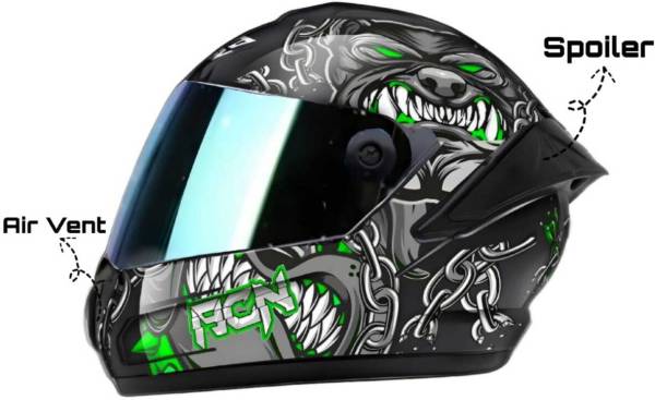 FOROLY Auto Green speed pitbull ABS Material with Rainbow visor Motorbike Helmet