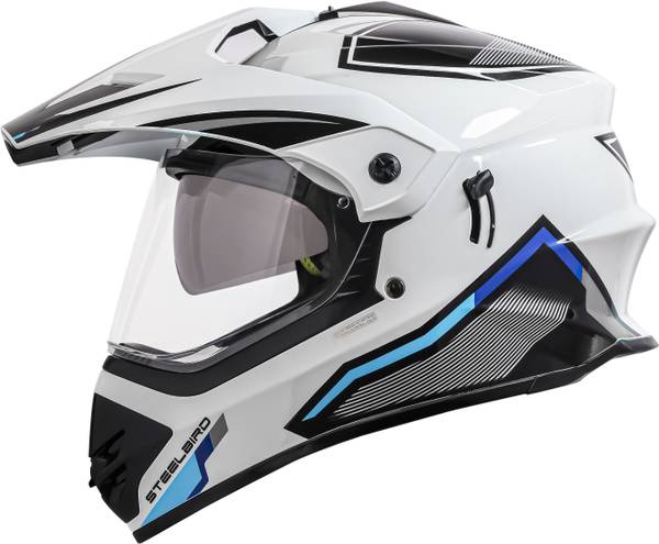 Steelbird Racer Off Road ISI Certified Motocross Double Visor Full Face Graphic Motorbike Helmet
